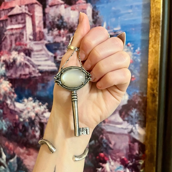 bloodmilk Jewelry - OOAK The Ghost Key Grey Moonstone Necklace